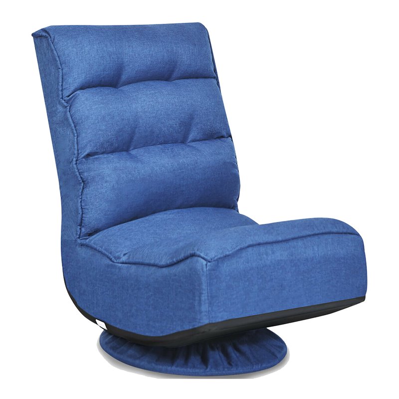 Pemberly Row Contemporary Iron and Fabric 360 Degree Swivel Gaming Chair in Blue
