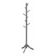 Pemberly Row Rubber Wood Adjustable Height Coat Rack with 8 Hooks in Gray