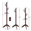 Pemberly Row Rubber Wood Adjustable Height Coat Rack with 11 Hooks in Walnut