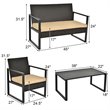 Pemberly Row 4-piece Contemporary Rattan Patio Furniture Set in Brown