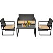 Pemberly Row 4-piece Contemporary Rattan Patio Furniture Set in Brown