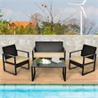 Pemberly Row 4-piece Contemporary Rattan Patio Furniture Set in Brown