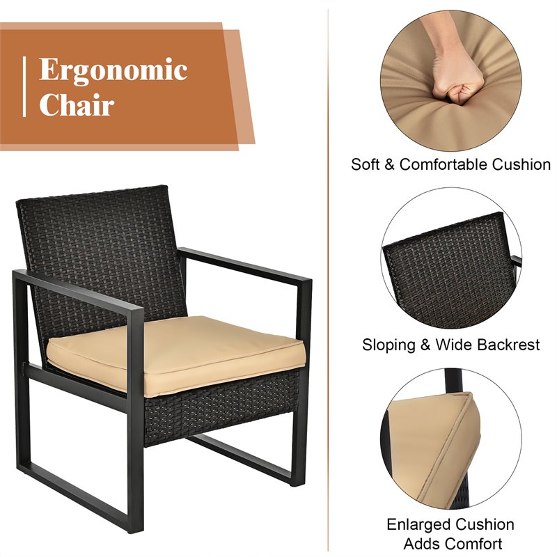 Pemberly Row 4-piece Contemporary Rattan Patio Furniture Set in Brown