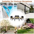 Pemberly Row 4-piece Contemporary Rattan Patio Furniture Set in Brown