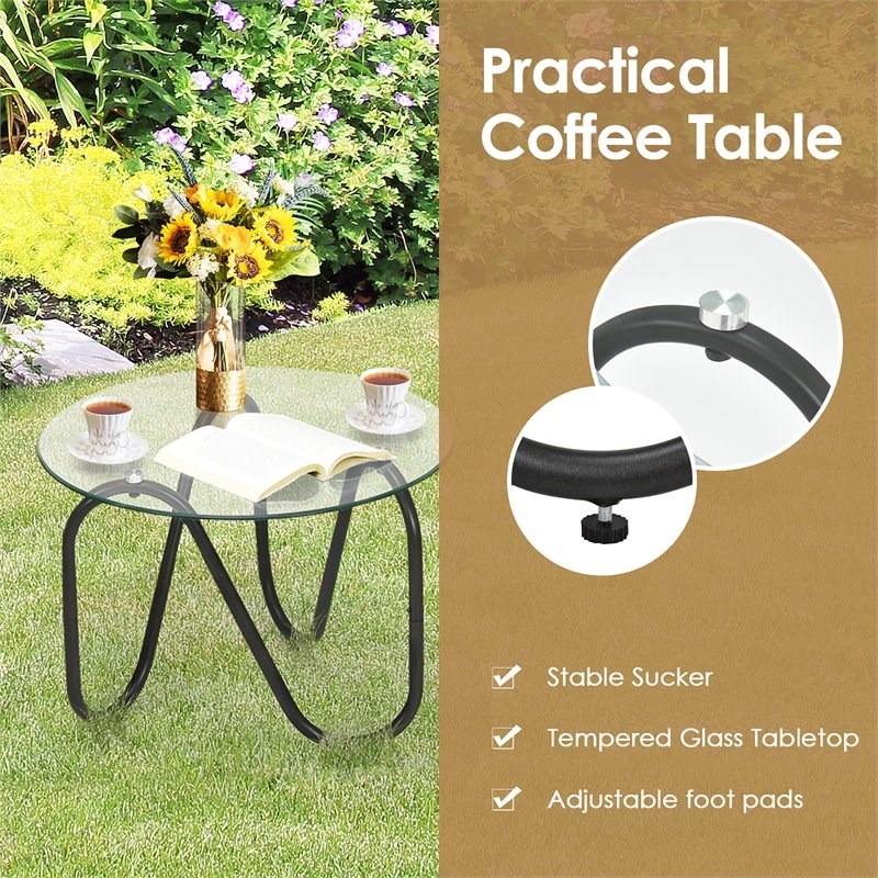 Pemberly Row 3-piece Contemporary Rattan Patio Furniture Set in Brown