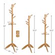 Pemberly Row Rubber Wood Adjustable Height Coat Rack with 11 Hooks in Oak