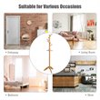 Pemberly Row Rubber Wood Adjustable Height Coat Rack with 11 Hooks in Oak