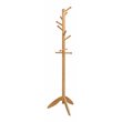 Pemberly Row Rubber Wood Adjustable Height Coat Rack with 11 Hooks in Oak