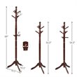 Pemberly Row Rubber Wood Adjustable Height Coat Rack with 9 Hooks in Walnut