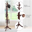 Pemberly Row Rubber Wood Adjustable Height Coat Rack with 9 Hooks in Walnut