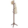 Pemberly Row Rubber Wood Two Heights Coat Rack with 8 Hooks in Walnut