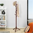Pemberly Row Rubber Wood Two Heights Coat Rack with 8 Hooks in Walnut