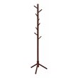 Pemberly Row Rubber Wood Two Heights Coat Rack with 8 Hooks in Walnut