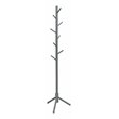 Pemberly Row Rubber Wood Two Heights Coat Rack with 8 Hooks in Gray