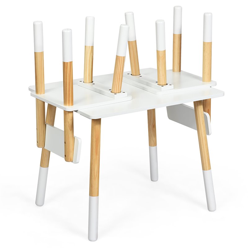 Pemberly Row Contemporary Wooden Kids Activity Table & 2 Chairs Set in White