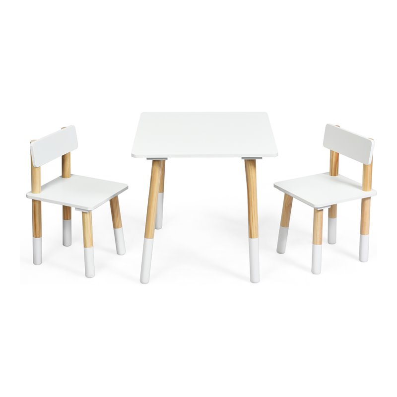 Pemberly Row Contemporary Wooden Kids Activity Table & 2 Chairs Set in White