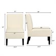 Pemberly Row Fabric Accent Armless Leisure Chair with Rubber Wood Legs in Beige
