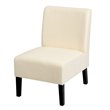 Pemberly Row Fabric Accent Armless Leisure Chair with Rubber Wood Legs in Beige