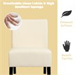 Pemberly Row Fabric Accent Armless Leisure Chair with Rubber Wood Legs in Beige