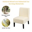 Pemberly Row Fabric Accent Armless Leisure Chair with Rubber Wood Legs in Beige