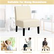 Pemberly Row Fabric Accent Armless Leisure Chair with Rubber Wood Legs in Beige