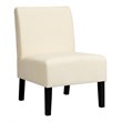 Pemberly Row Fabric Accent Armless Leisure Chair with Rubber Wood Legs in Beige