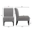 Pemberly Row Fabric Accent Armless Leisure Chair with Rubber Wood Legs in Gray