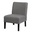 Pemberly Row Fabric Accent Armless Leisure Chair with Rubber Wood Legs in Gray