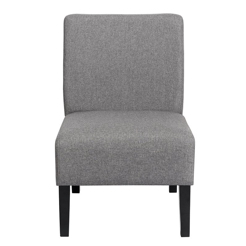 Pemberly Row Fabric Accent Armless Leisure Chair with Rubber Wood Legs in Gray