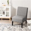 Pemberly Row Fabric Accent Armless Leisure Chair with Rubber Wood Legs in Gray