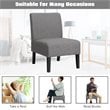 Pemberly Row Fabric Accent Armless Leisure Chair with Rubber Wood Legs in Gray
