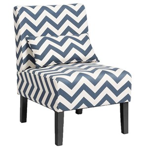 Pemberly Row Sponge Accent Armless Leisure Chair with Lumbar Pillow in Blue