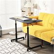 Pemberly Row Contemporary Wood Adjustable Height Rolling Computer Desk in Black