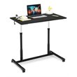 Pemberly Row Contemporary Wood Adjustable Height Rolling Computer Desk in Black