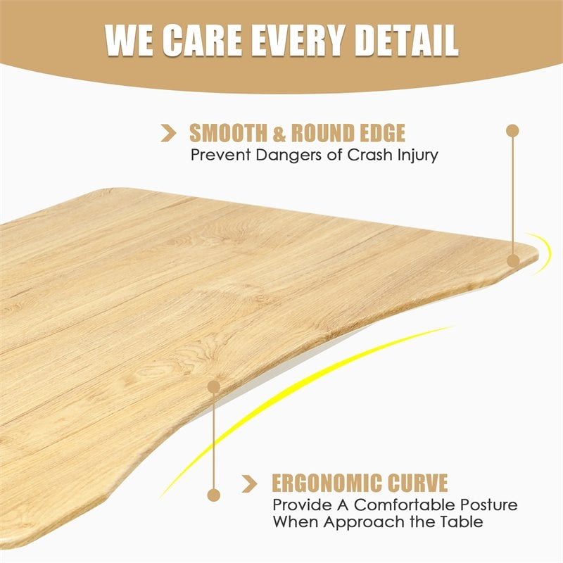 Pemberly Row Wood Adjustable Height Rolling Computer Desk in Natural