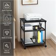 Pemberly Row 3-Tier Wood & Iron Rolling Fax Cart w/ Shelf & Swivel Wheel - Black
