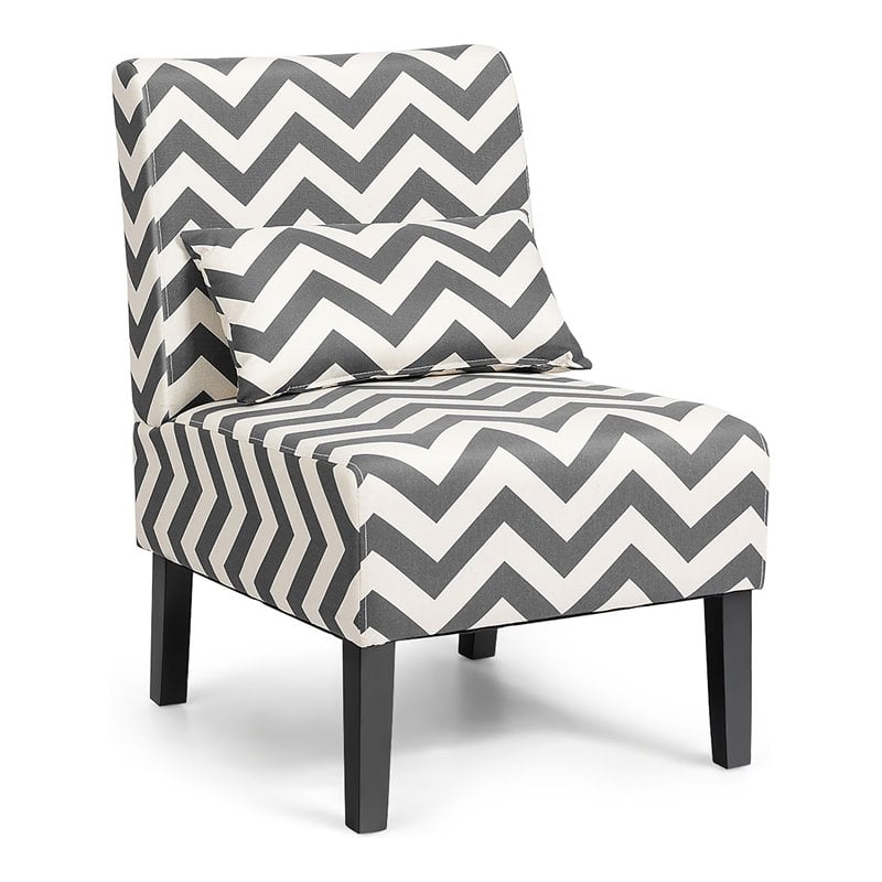 Pemberly Row Sponge Accent Armless Leisure Chair with Lumbar Pillow in Gray