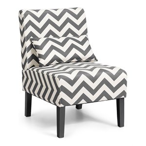 Pemberly Row Sponge Accent Armless Leisure Chair with Lumbar Pillow in Gray