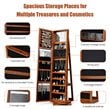 Pemberly Row 2-in-1 Rotatable Jewelry Cabinet/Lockable Mirrored Organizer-Brown