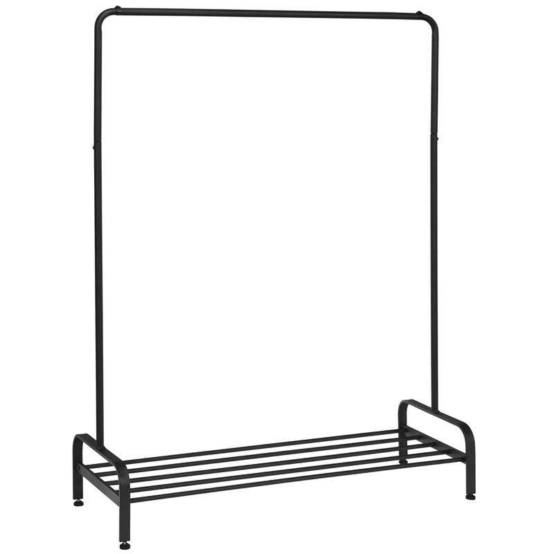 Pemberly Row Industrial Metal Garment Rack/Heavy Duty Floor Cloth Rack in Black