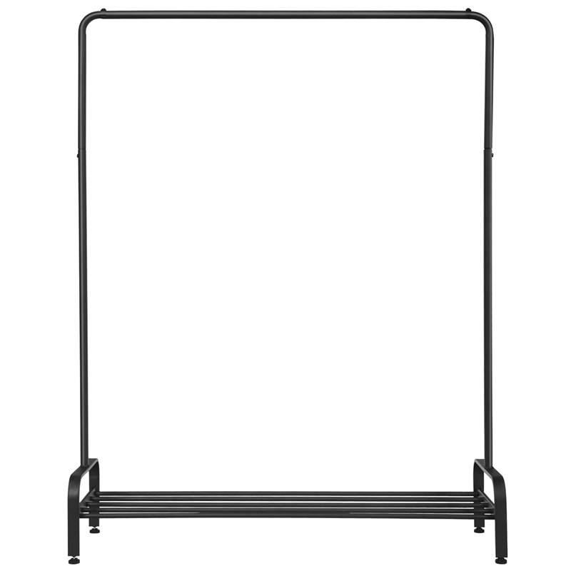 Pemberly Row Industrial Metal Garment Rack/Heavy Duty Floor Cloth Rack in Black