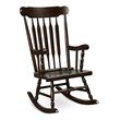 Pemberly Row Solid Wood Indoor/Outdoor Porch Rocking Chair in Glossy Coffee