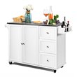 Pemberly Row 2-Door Stainless Steel Top Kitchen Island Storage Cabinet in White