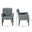 Pemberly Row Linen Fabric Executive Guest Arm Chair w/ Rubber Wood Legs in Gray