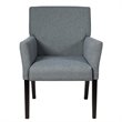 Pemberly Row Linen Fabric Executive Guest Arm Chair w/ Rubber Wood Legs in Gray