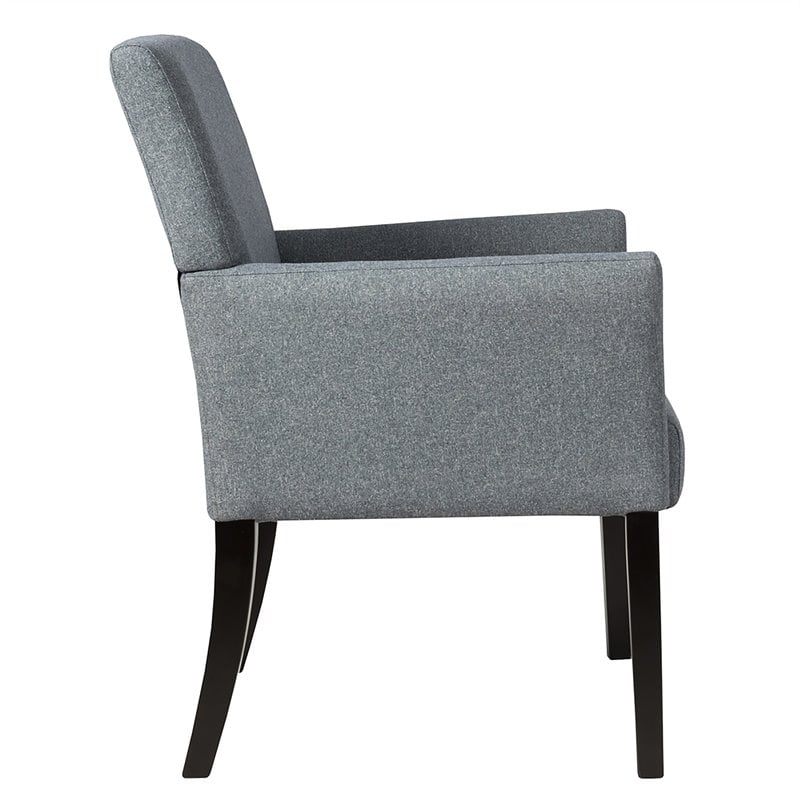 Pemberly Row Linen Fabric Executive Guest Arm Chair w/ Rubber Wood Legs in Gray