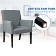 Pemberly Row Linen Fabric Executive Guest Arm Chair w/ Rubber Wood Legs in Gray