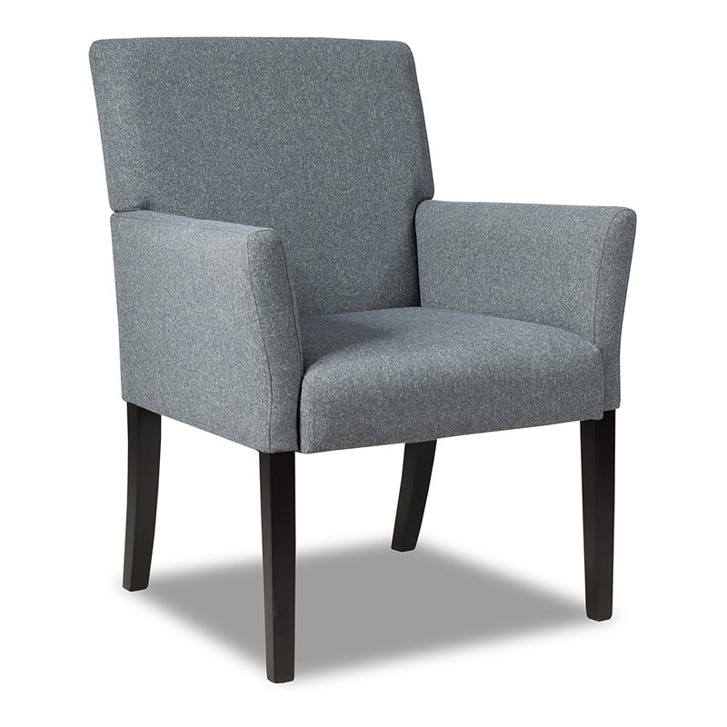 Pemberly Row Linen Fabric Executive Guest Arm Chair w/ Rubber Wood Legs in Gray