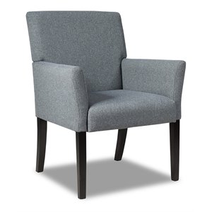 Pemberly Row Linen Fabric Executive Guest Arm Chair w/ Rubber Wood Legs in Gray