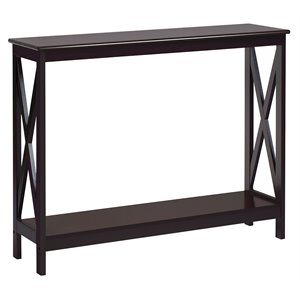 Pemberly Row 2-Tier X-Design Bookshelf Sofa Side Accent Console Table - Espresso